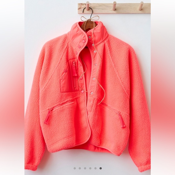 Free People Hit The Slopes Jacket Neon Coral - Picture 6 of 9